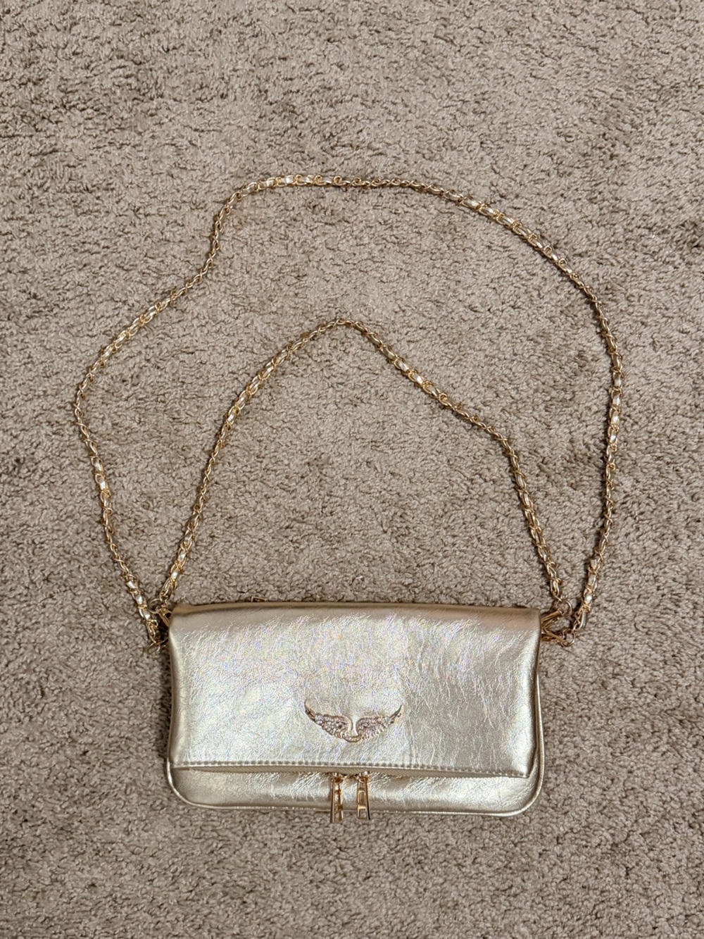 Zadig & Voltaire Metallic Gold Chain Crossbody Bag